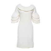 Chanel Cream Rib Knit Raffle Dress